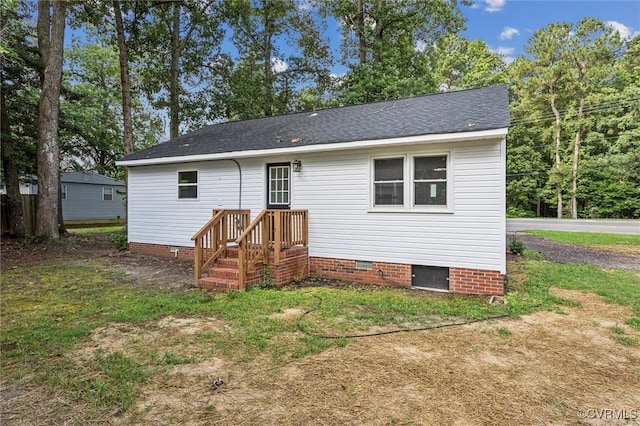 5720 Centerville Rd, Williamsburg, VA 23188 - back of property with crawl space and a shingled roof