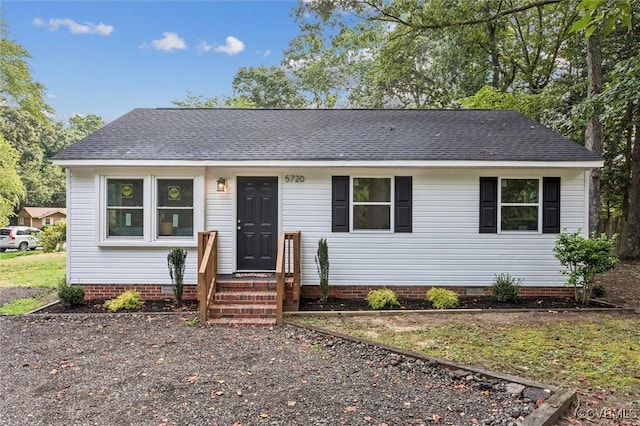 5720 Centerville Rd, Williamsburg, VA 23188 - view of front of home with a shingled roof and crawl space