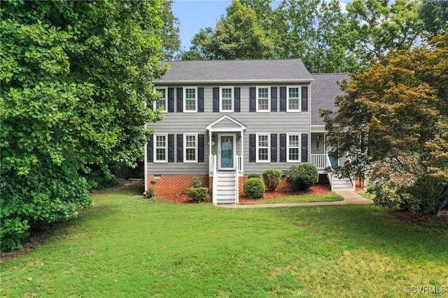 7707 Northern Dancer Ct, Midlothian, VA 23112 - colonial inspired home featuring a front yard, roof with shingles, and crawl space