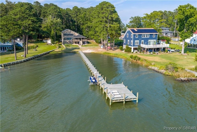 11 Franklin St, Deltaville, VA 23043 - dock area with a water view and a lawn