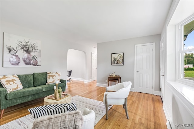 4308 Sunset Dr, North Dinwiddie, VA 23803 - living room with arched walkways and light wood-type flooring