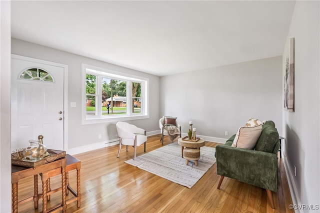4308 Sunset Dr, North Dinwiddie, VA 23803 - living area with light wood-style flooring and baseboard heating
