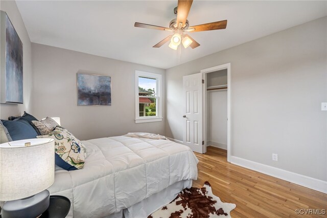 4308 Sunset Dr, North Dinwiddie, VA 23803 - bedroom with light wood-type flooring, ceiling fan, and a closet