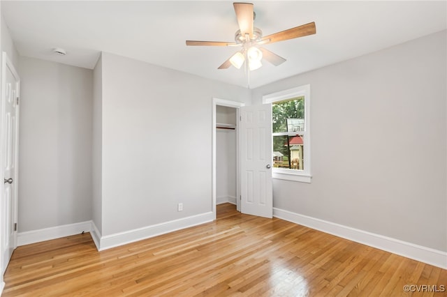 4308 Sunset Dr, North Dinwiddie, VA 23803 - unfurnished bedroom featuring light wood-style floors, a closet, and ceiling fan