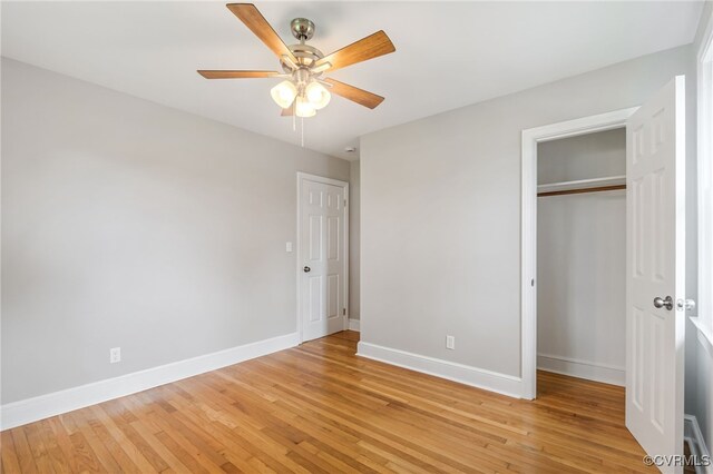 4308 Sunset Dr, North Dinwiddie, VA 23803 - unfurnished bedroom with light wood finished floors, a closet, and ceiling fan