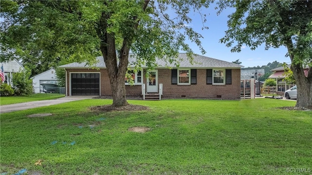 4308 Sunset Dr, North Dinwiddie, VA 23803 - single story home featuring crawl space, an attached garage, concrete driveway, and a front lawn