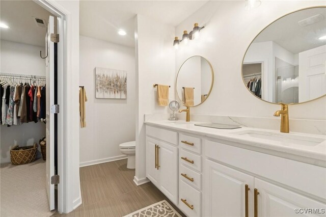 14424 Michaux Village Dr, Midlothian, VA 23113 - full bath featuring double vanity, a walk in closet, recessed lighting, and a shower with shower door