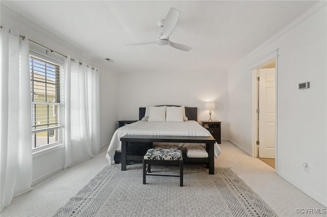 14424 Michaux Village Dr, Midlothian, VA 23113 - bedroom featuring light carpet, multiple windows, a ceiling fan, and crown molding
