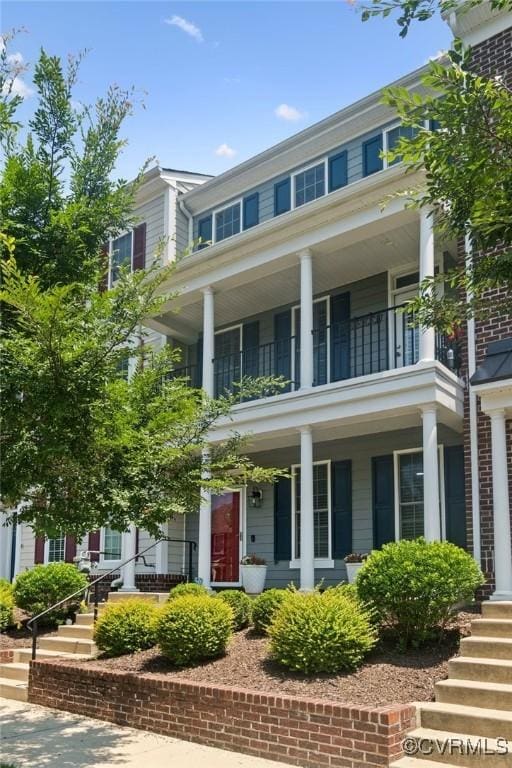 14424 Michaux Village Dr, Midlothian, VA 23113 - view of front facade featuring a balcony and a porch