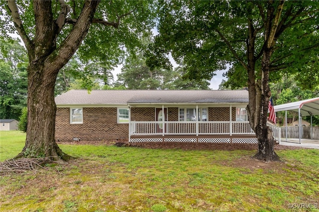 14210 Cherry St, Chester, VA 23831 - ranch-style house with brick siding, crawl space, and a carport