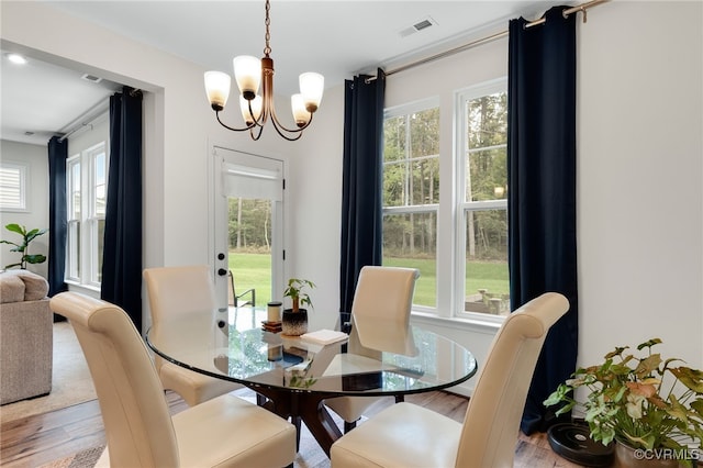 18325 Palisades Ct, Moseley, VA 23120 - dining space featuring plenty of natural light, a chandelier, and wood finished floors