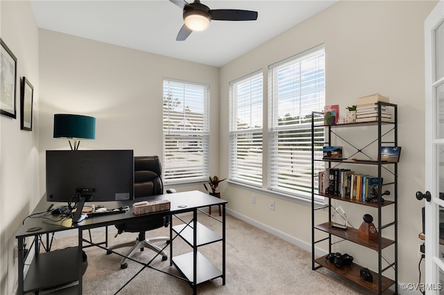 18325 Palisades Ct, Moseley, VA 23120 - home office with ceiling fan and light carpet