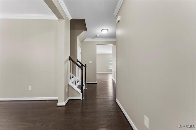 17412 Trevino Pkwy, Moseley, VA 23120 - hall with wood finished floors, stairs, and crown molding