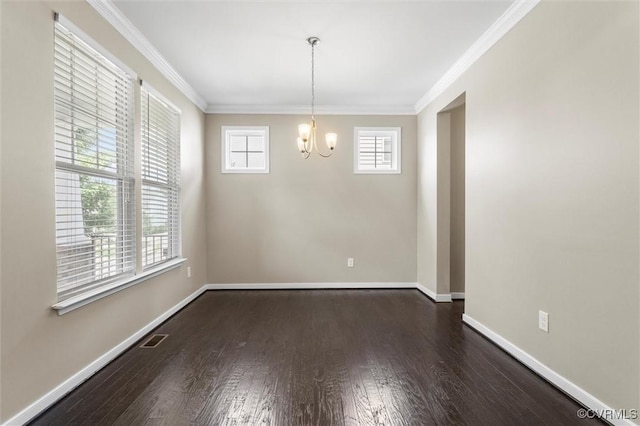 17412 Trevino Pkwy, Moseley, VA 23120 - unfurnished dining area featuring wood finished floors, a chandelier, and ornamental molding
