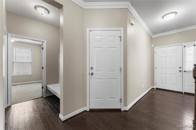 17412 Trevino Pkwy, Moseley, VA 23120 - entryway with dark wood-type flooring and ornamental molding