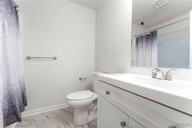 10500 Claybar Trl, North Chesterfield, VA 23236 - full bath with marble finish floors, vanity, and a shower with shower curtain