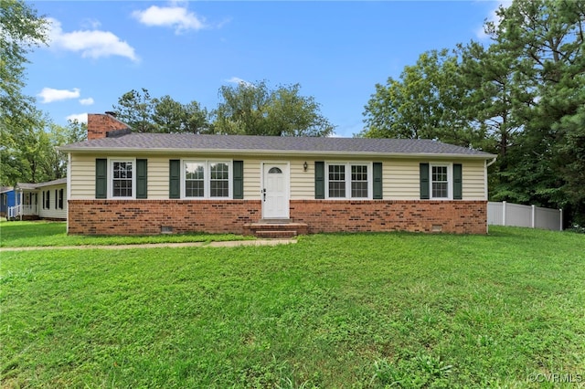 10500 Claybar Trl, North Chesterfield, VA 23236 - ranch-style home featuring brick siding, a chimney, entry steps, and crawl space