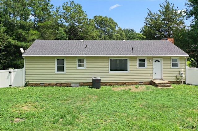 10500 Claybar Trl, North Chesterfield, VA 23236 - back of house featuring crawl space, roof with shingles, and a chimney