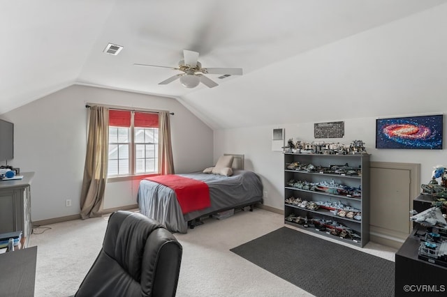 15585 Fox Cove Cir, Moseley, VA 23120 - carpeted bedroom with vaulted ceiling and ceiling fan
