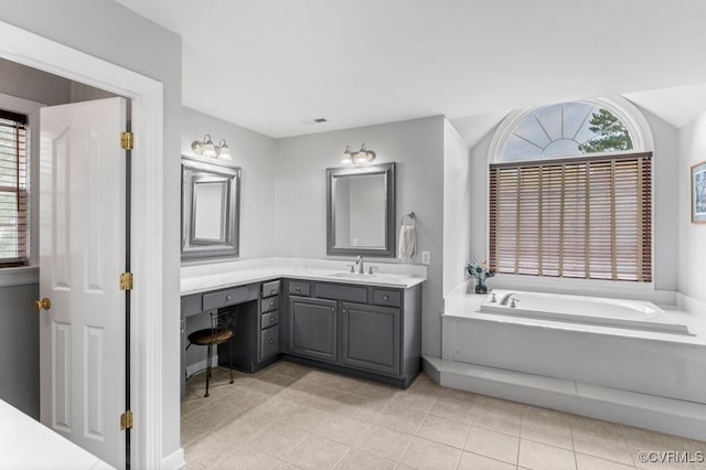 15585 Fox Cove Cir, Moseley, VA 23120 - full bathroom with vanity, a bath, healthy amount of natural light, and tile patterned flooring