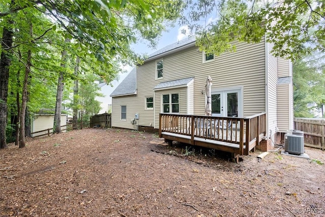1712 Porters Mill Ln, Midlothian, VA 23114 - back of property with a deck, a shingled roof, and french doors
