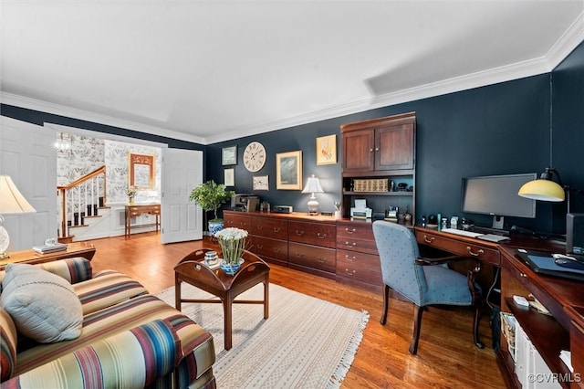 5911 Waters Edge Rd, Midlothian, VA 23112 - office featuring crown molding and light wood-style floors