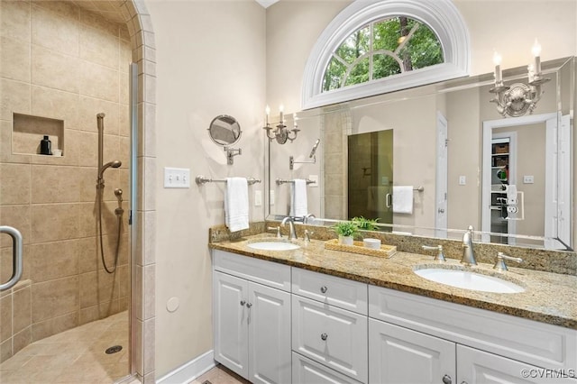5911 Waters Edge Rd, Midlothian, VA 23112 - full bathroom featuring a stall shower and double vanity