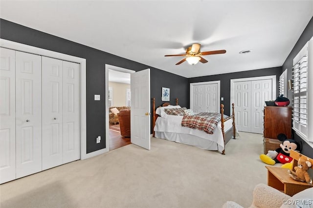 5911 Waters Edge Rd, Midlothian, VA 23112 - bedroom featuring two closets, carpet flooring, and ceiling fan