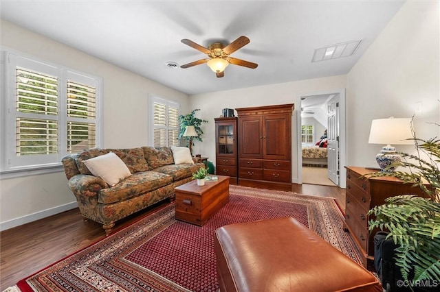 5911 Waters Edge Rd, Midlothian, VA 23112 - living room featuring wood finished floors and a ceiling fan