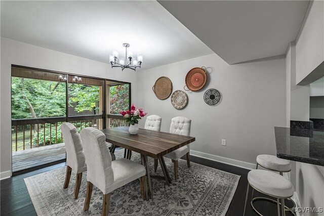 9312 Groundhog, Chesterfield, VA 23235 - dining space featuring a chandelier and dark wood-style floors
