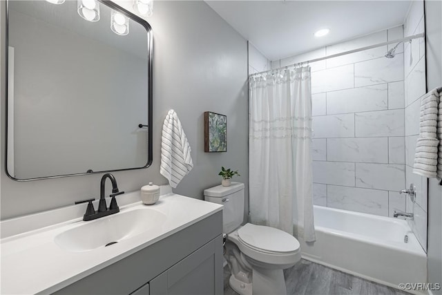 9312 Groundhog, Chesterfield, VA 23235 - bathroom with vanity, shower / bath combination with curtain, and wood finished floors