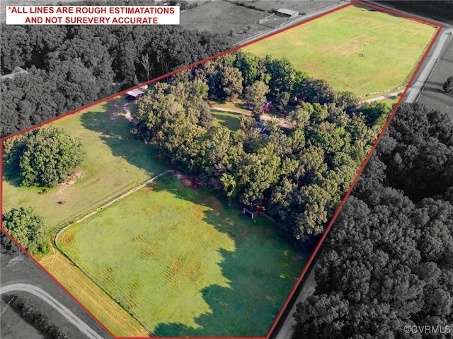 17009 Faithful Run, Montpelier, VA 23192 - aerial view of property and surrounding area with property parcel outlined and a heavily wooded area