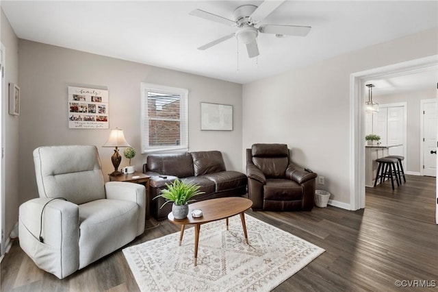 204 Prince Albert Ave, Colonial Heights, VA 23834 - living area featuring a ceiling fan and dark wood finished floors