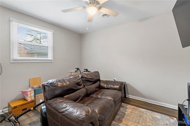 204 Prince Albert Ave, Colonial Heights, VA 23834 - living area featuring wood finished floors and a ceiling fan