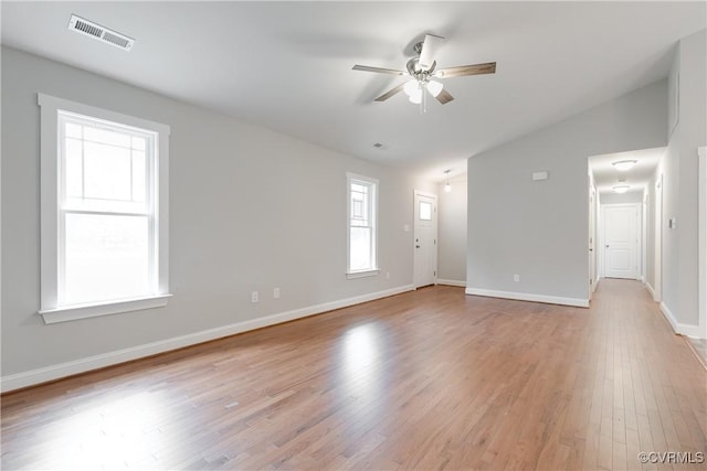 68 Halls Store Rd, Mineral, VA 23117 - spare room with a ceiling fan, vaulted ceiling, and light wood-type flooring