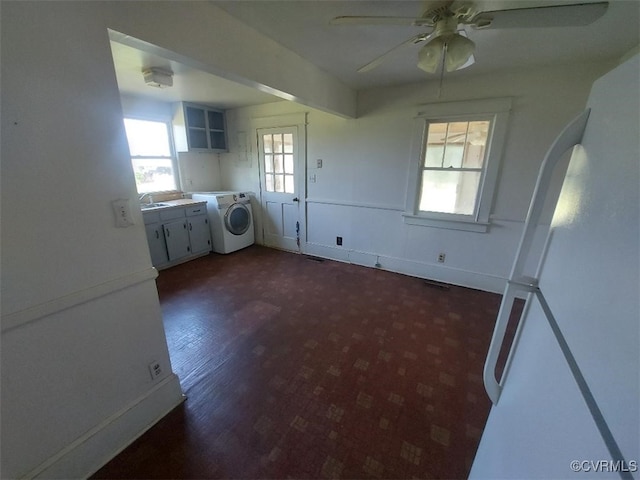 4870 E Water View Rd, Water View, VA 23180 - interior space with washer / clothes dryer, cabinet space, ceiling fan, and arched walkways