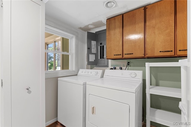 6482 Robin Way, Mechanicsville, VA 23111 - laundry room with electric panel, cabinet space, and washer and dryer