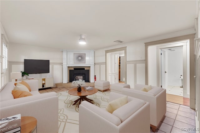 6482 Robin Way, Mechanicsville, VA 23111 - living room featuring a fireplace and light tile patterned flooring
