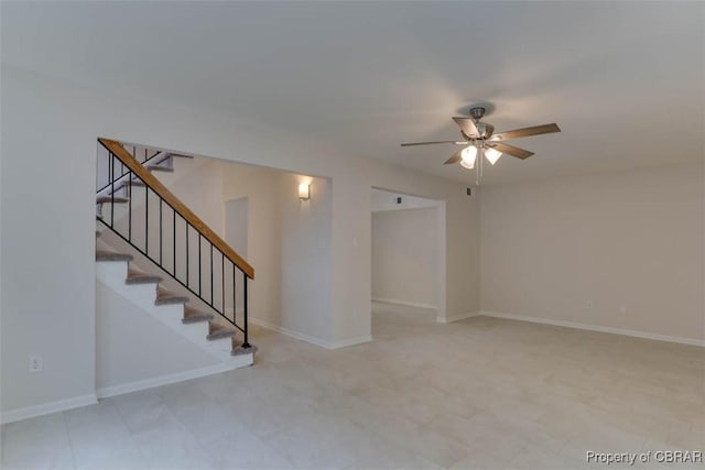 164 Lake One Dr, Hampton, VA 23666 - spare room featuring ceiling fan, stairs, and tile patterned floors