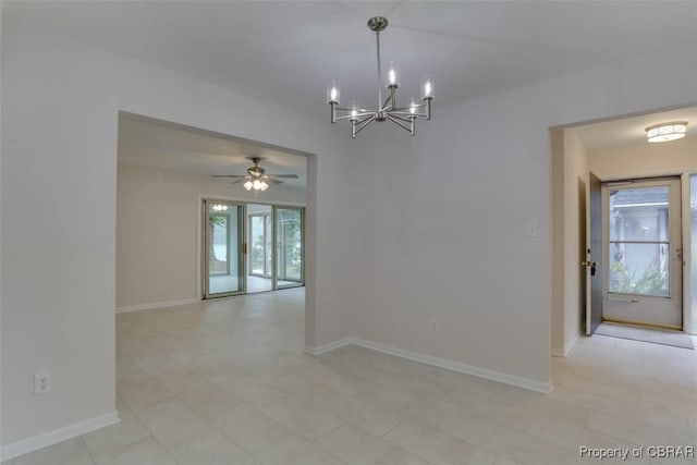 164 Lake One Dr, Hampton, VA 23666 - unfurnished room featuring a chandelier and ceiling fan