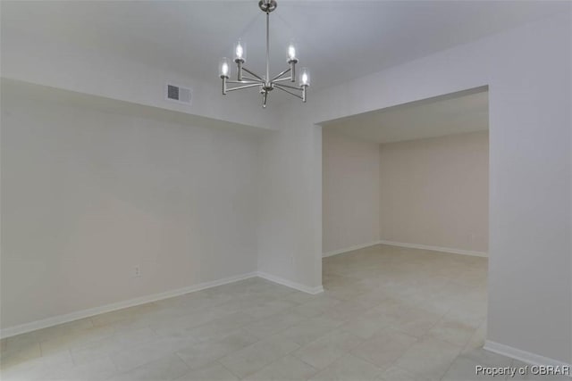164 Lake One Dr, Hampton, VA 23666 - empty room with a chandelier and baseboards