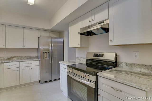 164 Lake One Dr, Hampton, VA 23666 - kitchen featuring stainless steel appliances, under cabinet range hood, white cabinets, and light stone counters