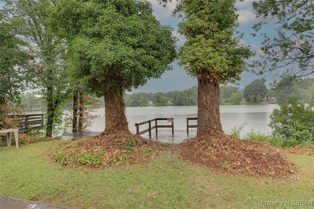 164 Lake One Dr, Hampton, VA 23666 - dock area with a water view and a yard