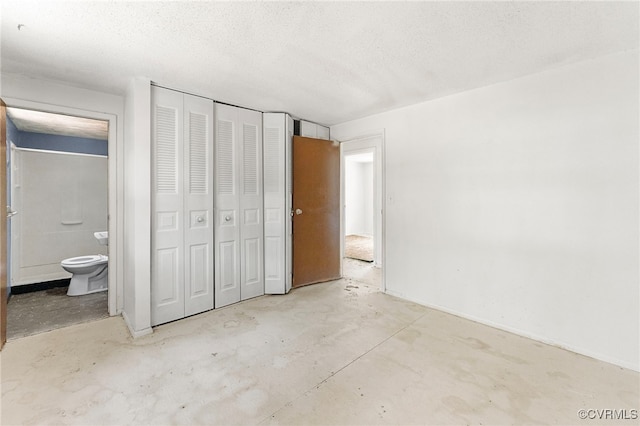 9502 Timber Pass, Glen Allen, VA 23060 - unfurnished bedroom featuring unfinished concrete flooring, a closet, ensuite bathroom, and a textured ceiling