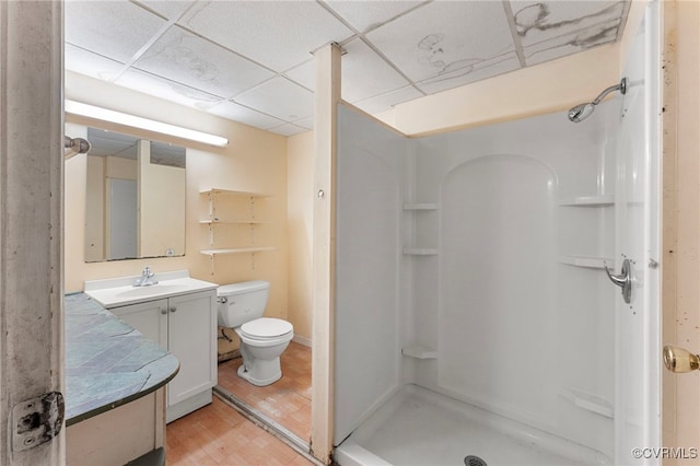 9502 Timber Pass, Glen Allen, VA 23060 - bathroom with a drop ceiling, a shower stall, vanity, and wood finished floors