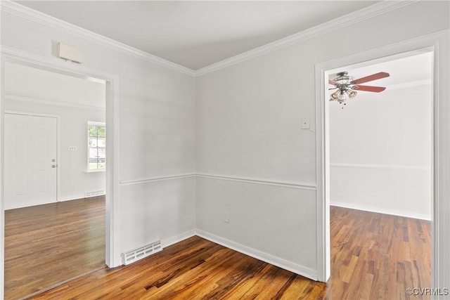 6437 Moon Ln, Chesterfield, VA 23234 - empty room featuring wood finished floors, a ceiling fan, and crown molding