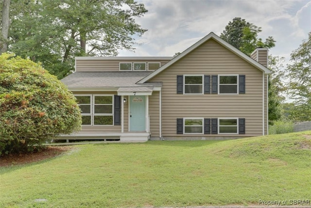 7 Cathy Dr, Newport News, VA 23608 - view of front of home with a chimney, entry steps, and a shingled roof