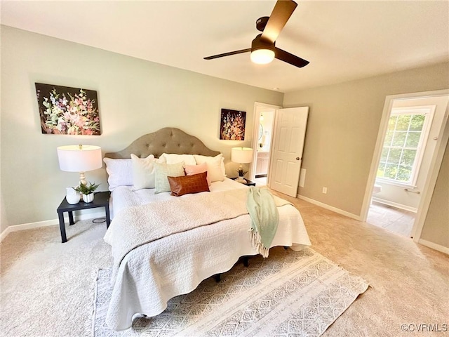 11809 Park Forest Ct, Henrico, VA 23059 - bedroom featuring light carpet, ceiling fan, and ensuite bathroom