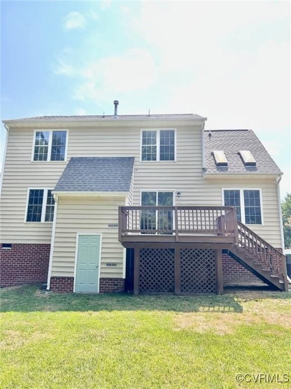 11809 Park Forest Ct, Henrico, VA 23059 - back of house with stairs, a wooden deck, and a yard