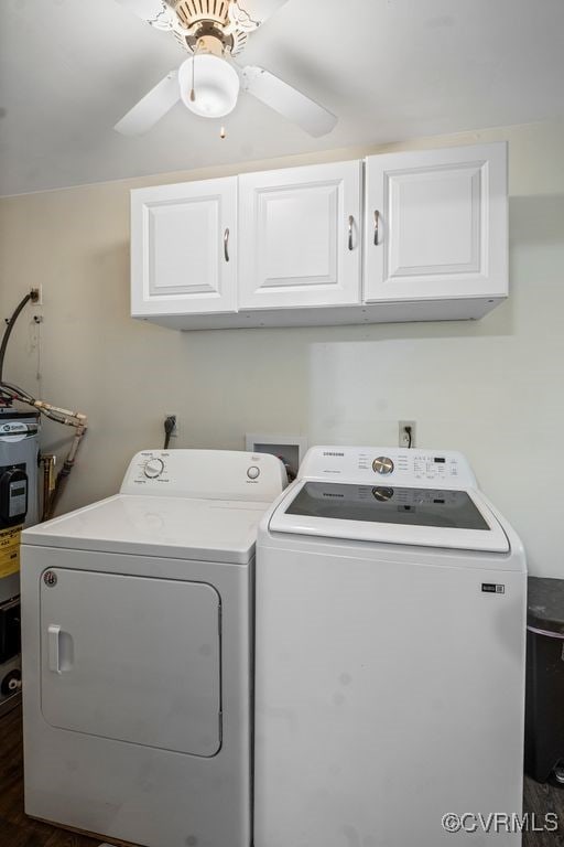 15116 Boydton Plank Rd, Dinwiddie, VA 23841 - washroom featuring cabinet space, independent washer and dryer, and ceiling fan